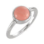 Sapphire Row Natural Gemstone Beaded Bezel Cabochon Ring - Pink Opal, Platinum