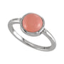 Sapphire Row Natural Gemstone Beaded Bezel Cabochon Ring - Pink Opal, Platinum (view 4)
