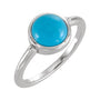 Sapphire Row Natural Gemstone Beaded Bezel Cabochon Ring - Turquoise, Platinum