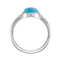 Sapphire Row Natural Gemstone Beaded Bezel Cabochon Ring - Turquoise, Platinum (view 2)