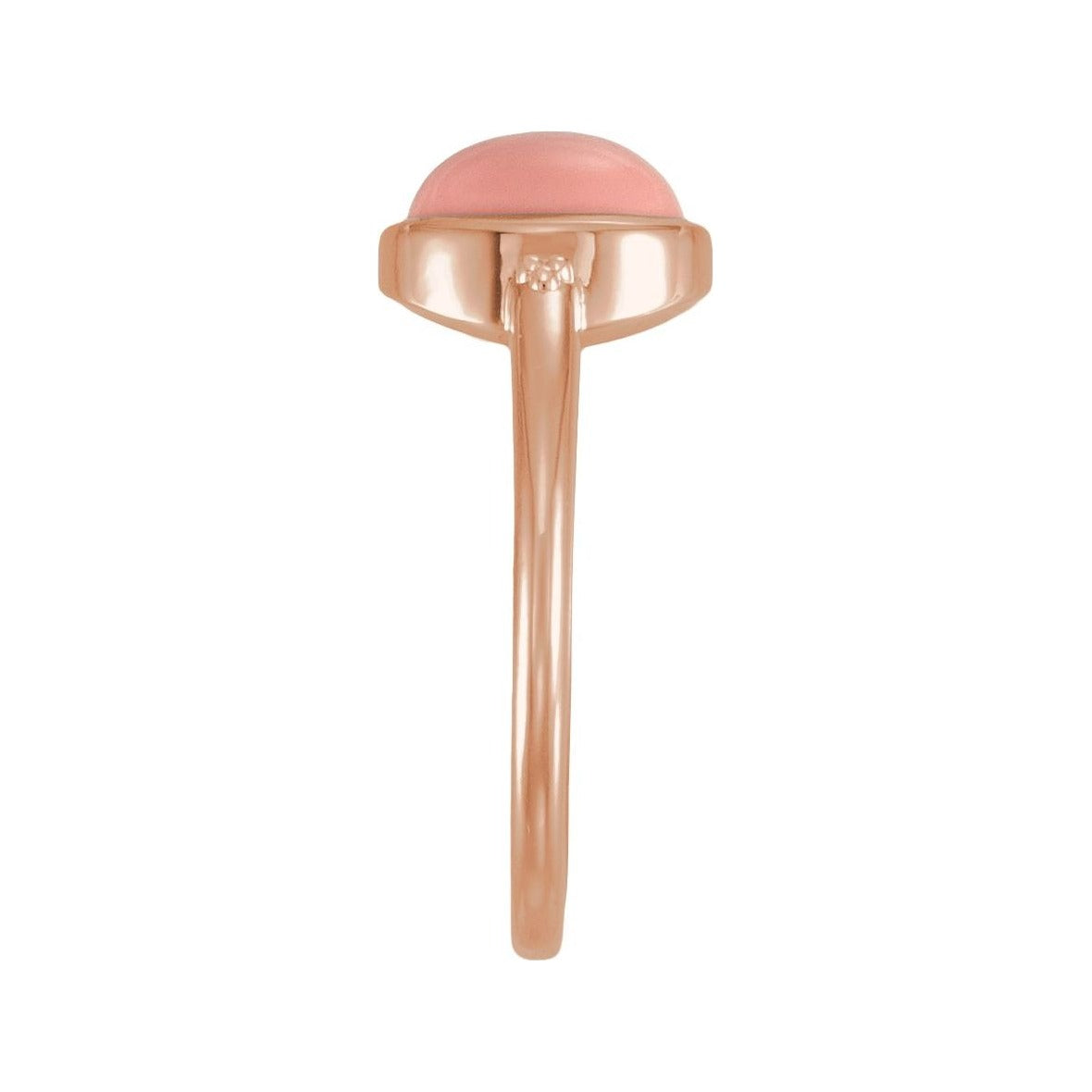 Sapphire Row Natural Gemstone Beaded Bezel Cabochon Ring - Pink Opal, 14K Rose Gold (view 3)