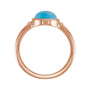 Sapphire Row Natural Gemstone Beaded Bezel Cabochon Ring - Turquoise, 14K Rose Gold (view 2)