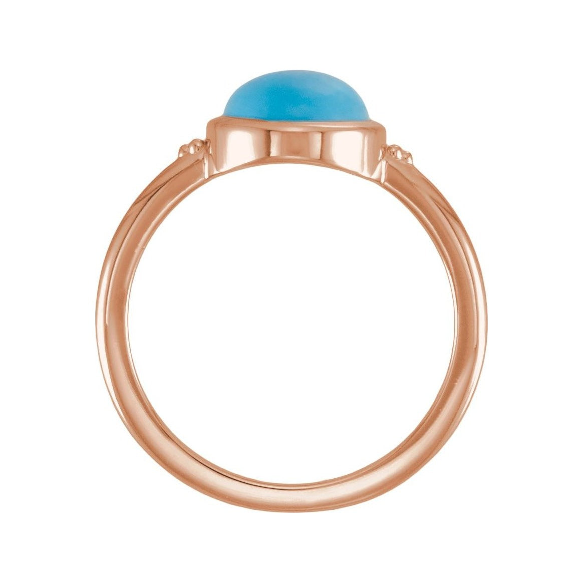Sapphire Row Natural Gemstone Beaded Bezel Cabochon Ring - Turquoise, 14K Rose Gold (view 2)
