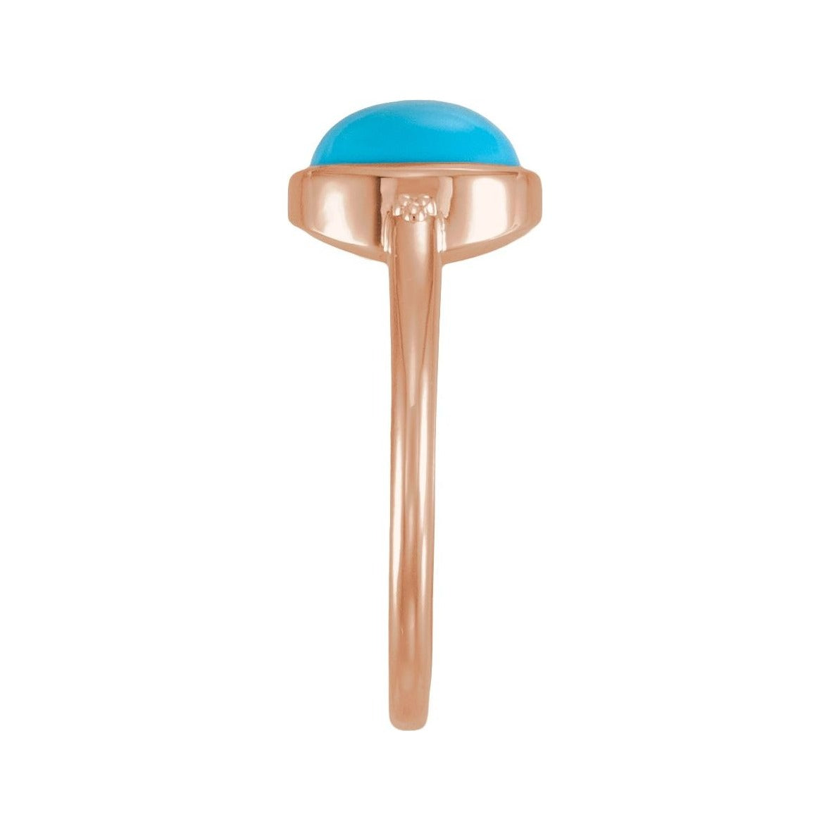 Sapphire Row Natural Gemstone Beaded Bezel Cabochon Ring - Turquoise, 14K Rose Gold (view 3)