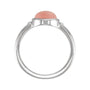 Sapphire Row Natural Gemstone Beaded Bezel Cabochon Ring - Pink Opal, 14K White Gold (view 2)