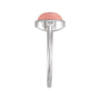 Sapphire Row Natural Gemstone Beaded Bezel Cabochon Ring - Pink Opal, 14K White Gold (view 3)
