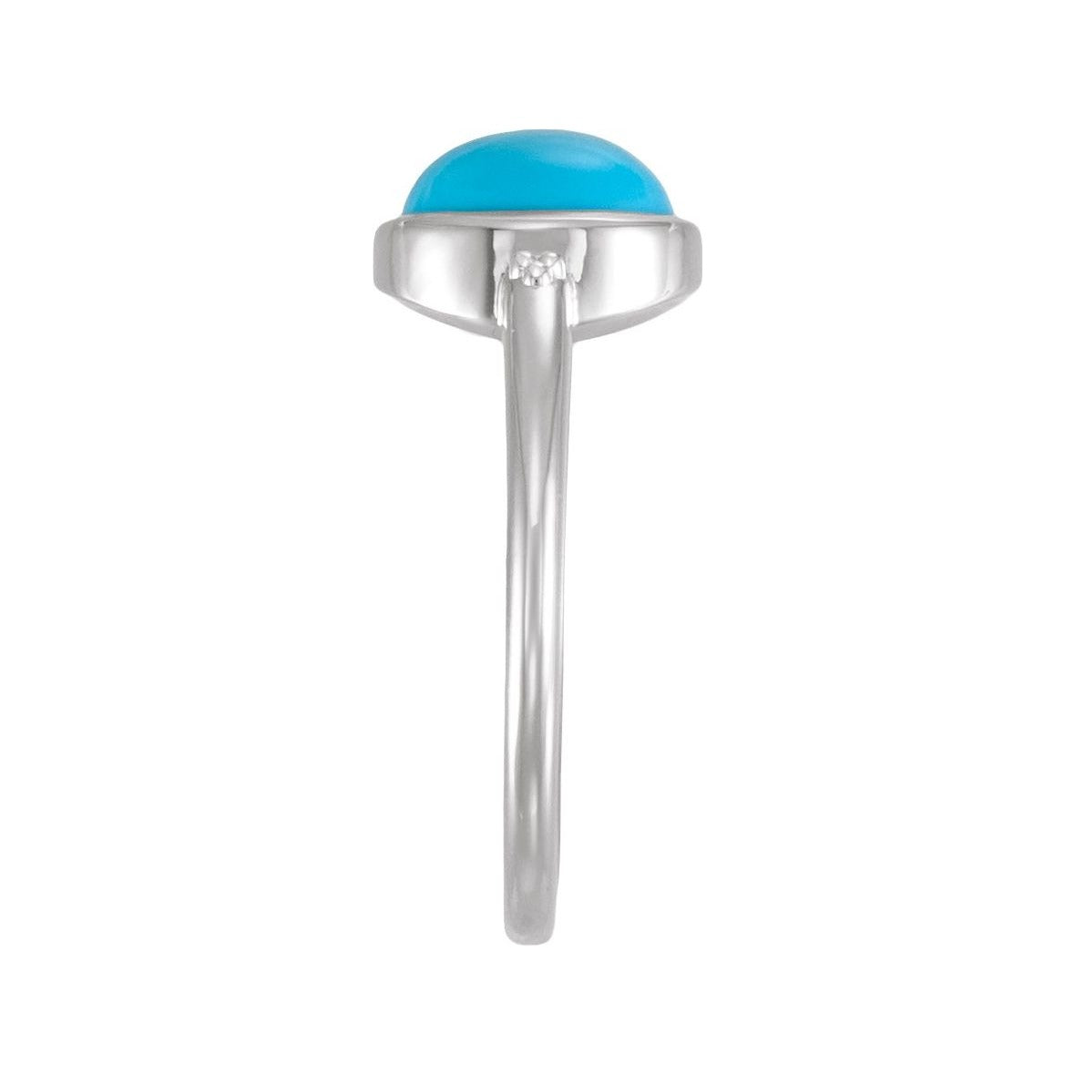 Sapphire Row Natural Gemstone Beaded Bezel Cabochon Ring - Turquoise, 14K White Gold (view 3)