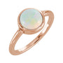 Sapphire Row Lab-Grown White Opal Beaded Bezel Cabochon Ring - 14K Rose Gold