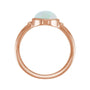 Sapphire Row Lab-Grown White Opal Beaded Bezel Cabochon Ring - 14K Rose Gold (view 2)