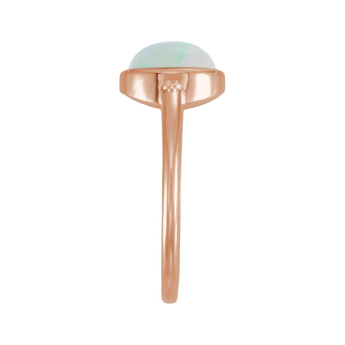 Sapphire Row Lab-Grown White Opal Beaded Bezel Cabochon Ring - 14K Rose Gold (view 3)