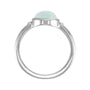 Sapphire Row Lab-Grown White Opal Beaded Bezel Cabochon Ring - Platinum (view 2)