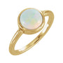 Sapphire Row Lab-Grown White Opal Beaded Bezel Cabochon Ring - 14K Yellow Gold