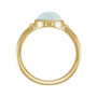 Sapphire Row Lab-Grown White Opal Beaded Bezel Cabochon Ring - 14K Yellow Gold (view 2)