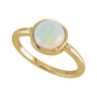 Sapphire Row Lab-Grown White Opal Beaded Bezel Cabochon Ring - 14K Yellow Gold (view 4)