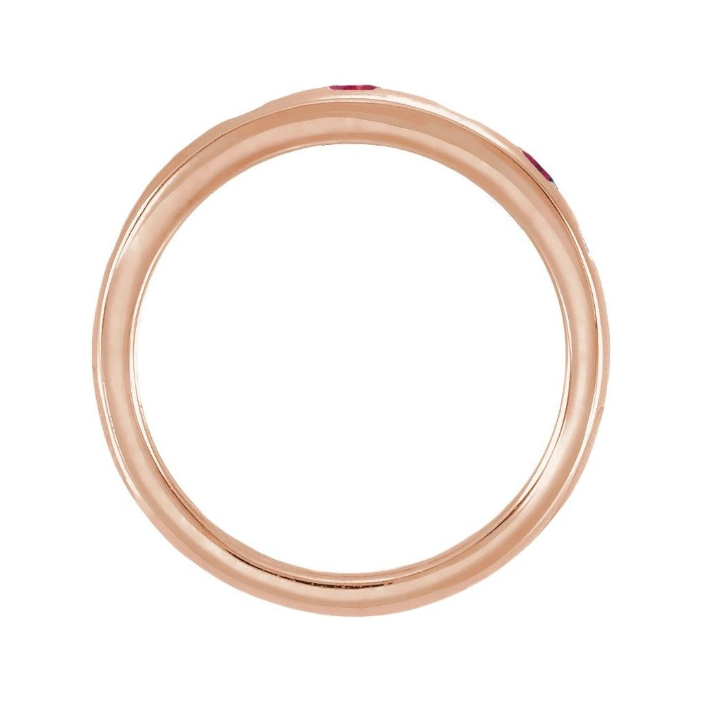 Sapphire Row Lab-Grown Gemstone Embedded Mixed-Cut Ring - Ruby, 14K Rose Gold (view 2)