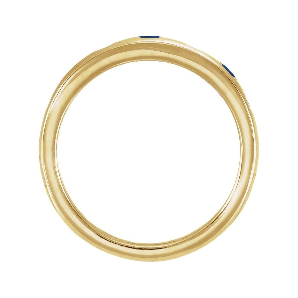 Sapphire Row Lab-Grown Gemstone Embedded Mixed-Cut Ring - Blue Sapphire, 14K Yellow Gold (view 2)