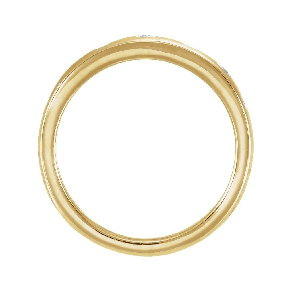 Sapphire Row Lab-Grown Gemstone Embedded Mixed-Cut Ring - Diamond, 14K Yellow Gold (view 2)