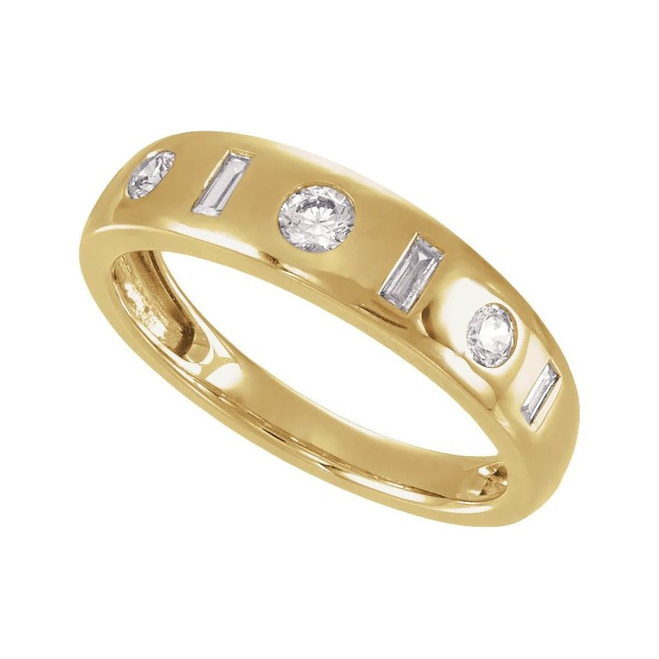 Sapphire Row Lab-Grown Gemstone Embedded Mixed-Cut Ring - Diamond, 14K Yellow Gold (view 4)