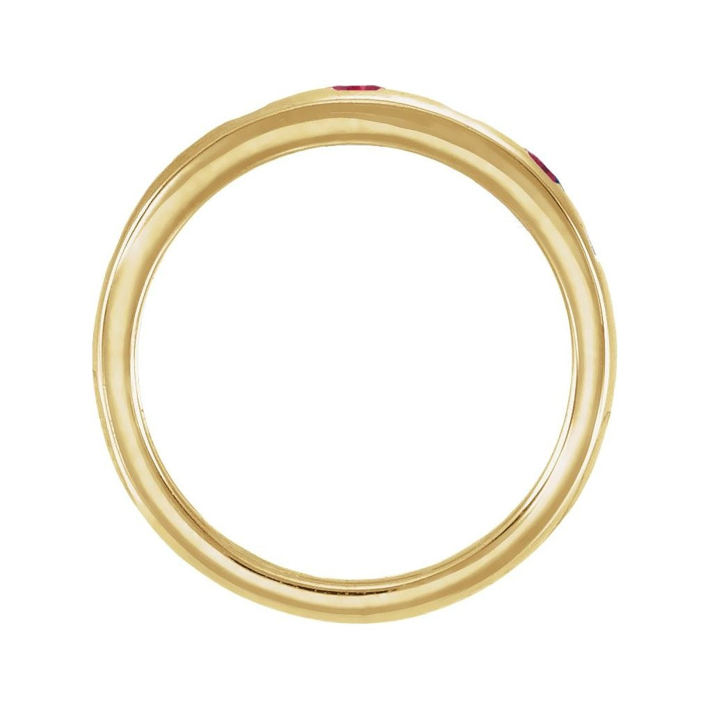 Sapphire Row Lab-Grown Gemstone Embedded Mixed-Cut Ring - Ruby, 14K Yellow Gold (view 2)