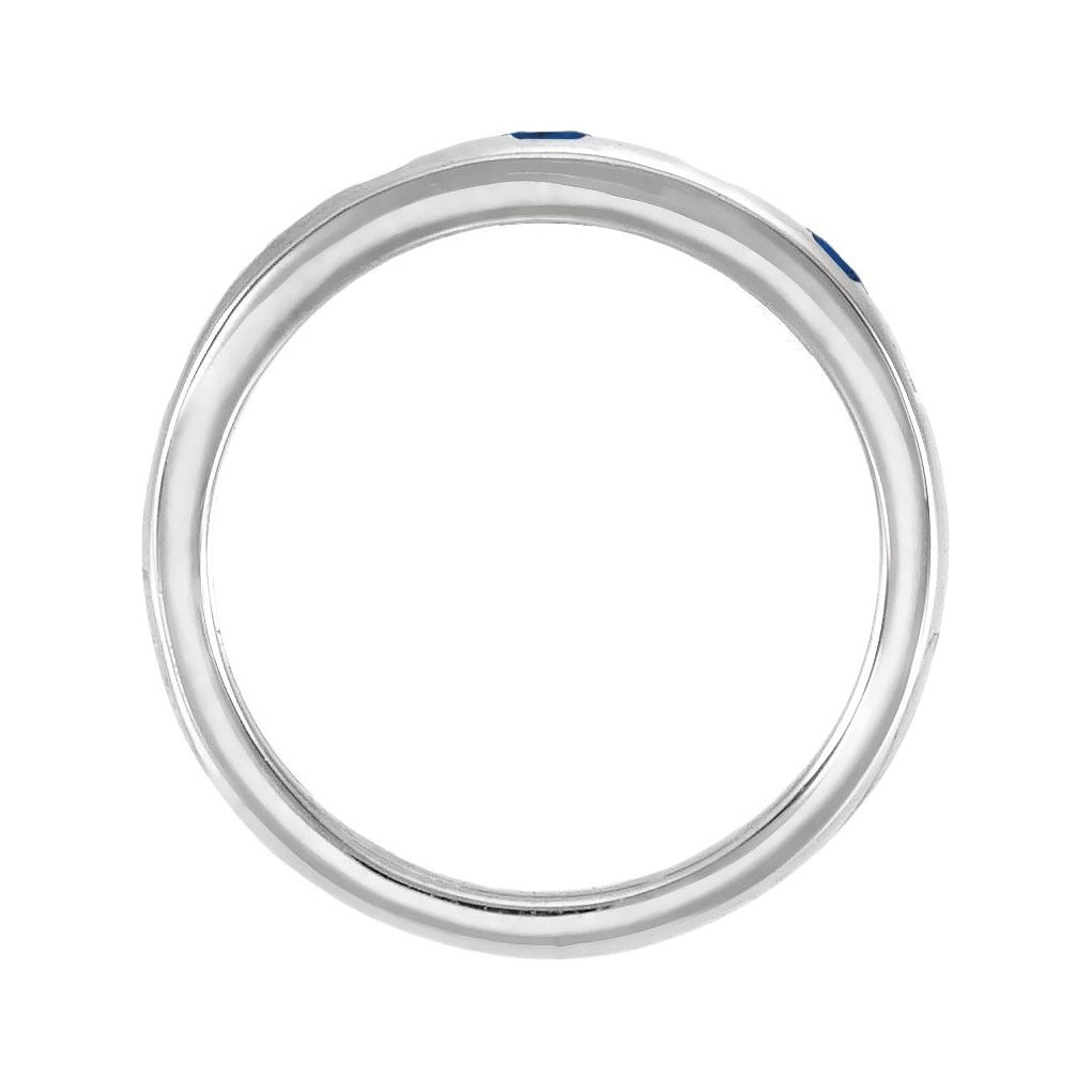 Sapphire Row Lab-Grown Gemstone Embedded Mixed-Cut Ring - Blue Sapphire, 14K White Gold (view 2)