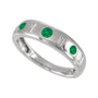 Sapphire Row Lab-Grown Gemstone Embedded Mixed-Cut Ring - Emerald, 14K White Gold (view 4)