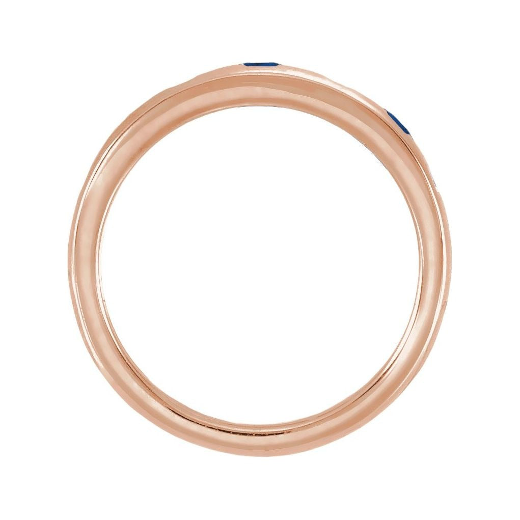 Sapphire Row Lab-Grown Gemstone Embedded Mixed-Cut Ring - Blue Sapphire, 14K Rose Gold (view 2)