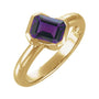 Sapphire Row Natural Gemstone Half-Bezel Asymmetric Solitaire Ring - Amethyst, 14K Yellow Gold