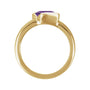 Sapphire Row Natural Gemstone Half-Bezel Asymmetric Solitaire Ring - Amethyst, 14K Yellow Gold (view 2)