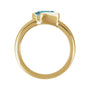 Sapphire Row Natural Gemstone Half-Bezel Asymmetric Solitaire Ring - Sky Blue Topaz, 14K Yellow Gold (view 2)