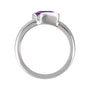 Sapphire Row Natural Gemstone Half-Bezel Asymmetric Solitaire Ring - Amethyst, 14K White Gold (view 2)