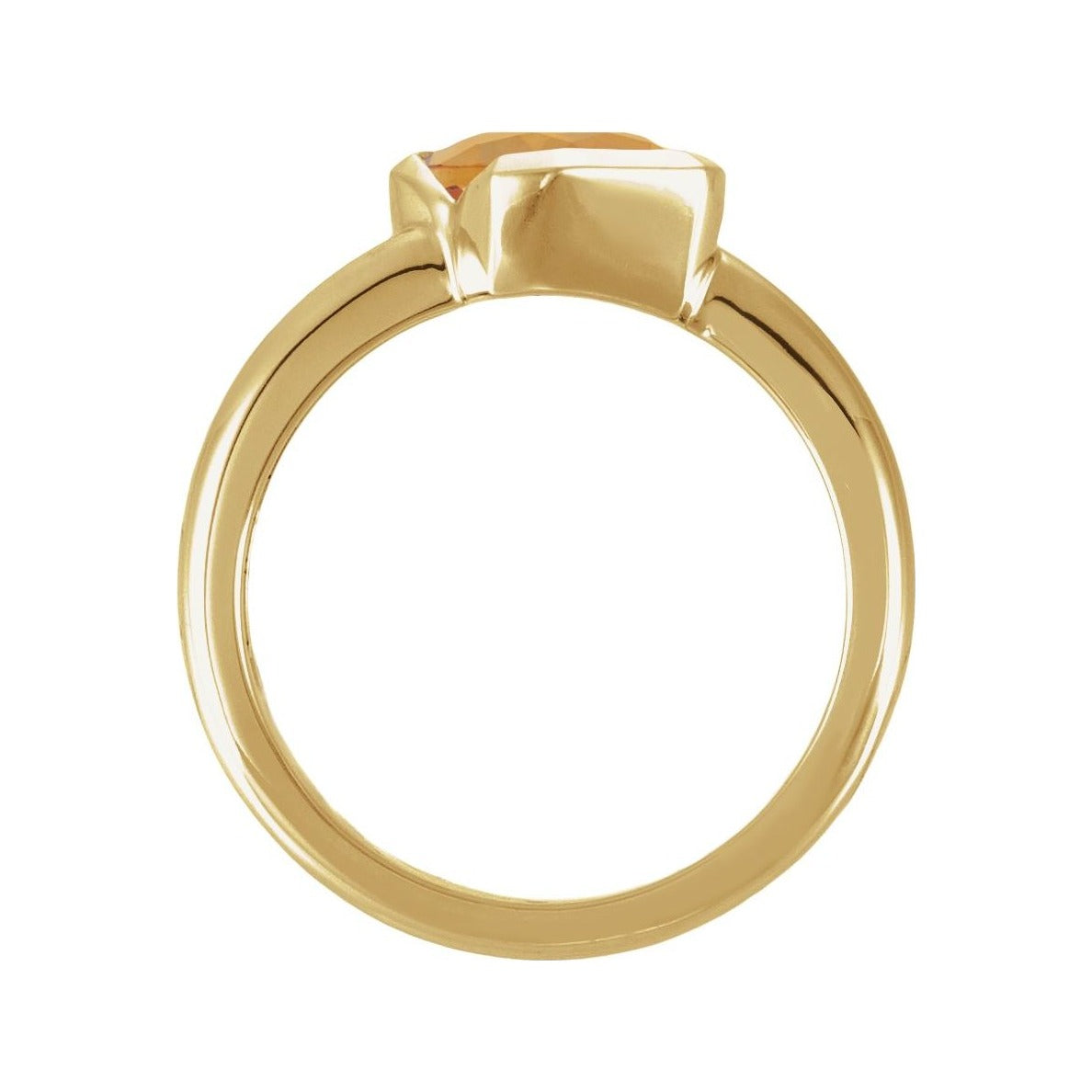 Sapphire Row Natural Gemstone Half-Bezel Asymmetric Solitaire Ring - Citrine, 14K Yellow Gold (view 2)
