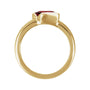 Sapphire Row Natural Gemstone Half-Bezel Asymmetric Solitaire Ring - Mozambique Garnet, 14K Yellow Gold (view 2)