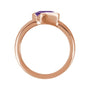 Sapphire Row Natural Gemstone Half-Bezel Asymmetric Solitaire Ring - Amethyst, 14K Rose Gold (view 2)