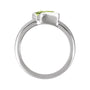 Sapphire Row Natural Gemstone Half-Bezel Asymmetric Solitaire Ring - Peridot, 14K White Gold (view 2)