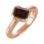 Sapphire Row Natural Gemstone Half-Bezel Asymmetric Solitaire Ring - Mozambique Garnet, 14K Rose Gold
