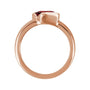 Sapphire Row Natural Gemstone Half-Bezel Asymmetric Solitaire Ring - Mozambique Garnet, 14K Rose Gold (view 2)