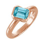 Sapphire Row Natural Gemstone Half-Bezel Asymmetric Solitaire Ring - Sky Blue Topaz, 14K Rose Gold