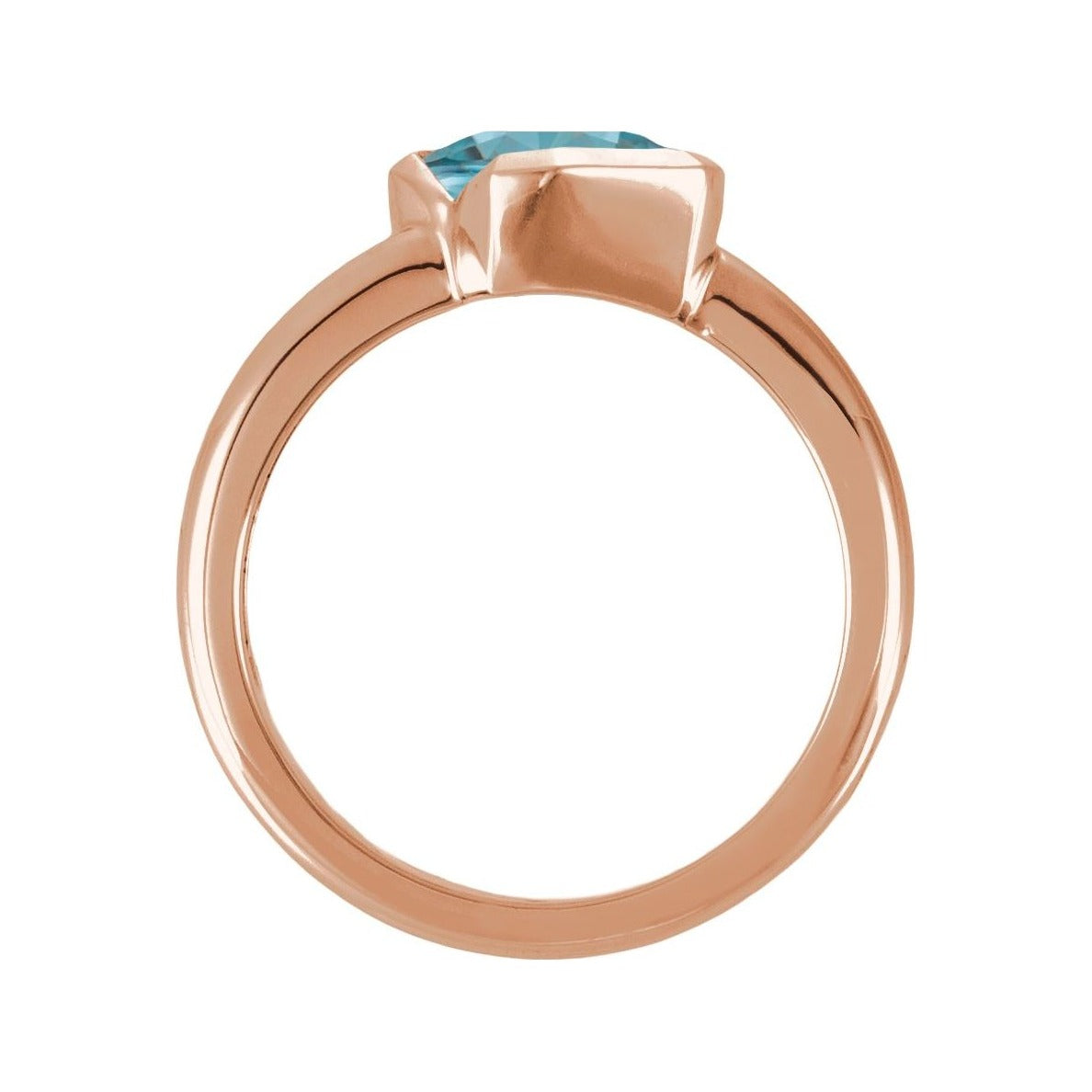 Sapphire Row Natural Gemstone Half-Bezel Asymmetric Solitaire Ring - Sky Blue Topaz, 14K Rose Gold (view 2)