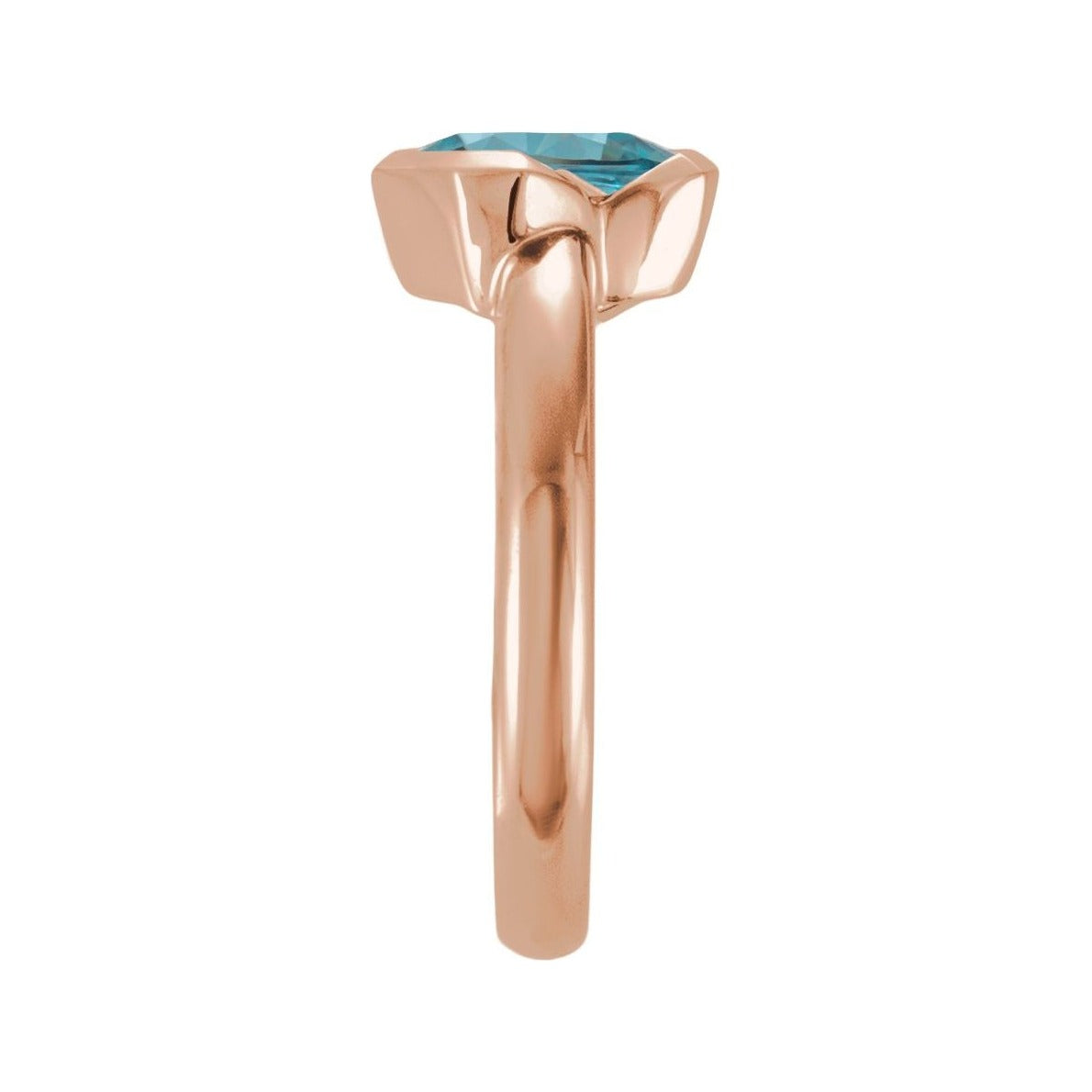 Sapphire Row Natural Gemstone Half-Bezel Asymmetric Solitaire Ring - Sky Blue Topaz, 14K Rose Gold (view 3)