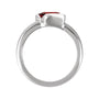 Sapphire Row Natural Gemstone Half-Bezel Asymmetric Solitaire Ring - Mozambique Garnet, 14K White Gold (view 2)