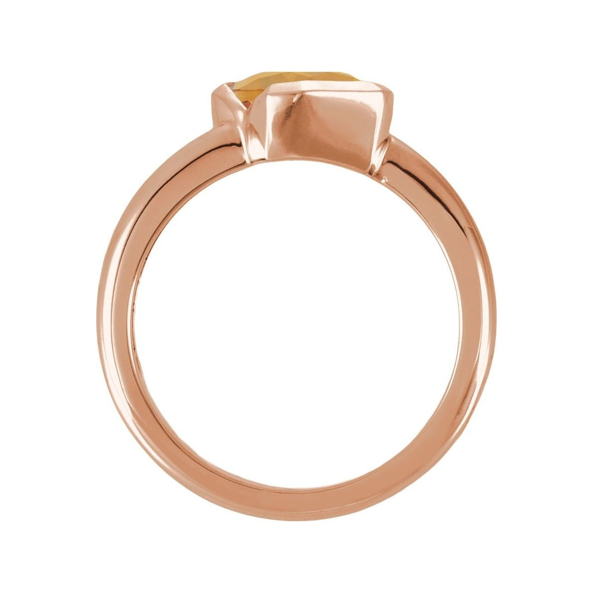 Sapphire Row Natural Gemstone Half-Bezel Asymmetric Solitaire Ring - Citrine, 14K Rose Gold (view 2)