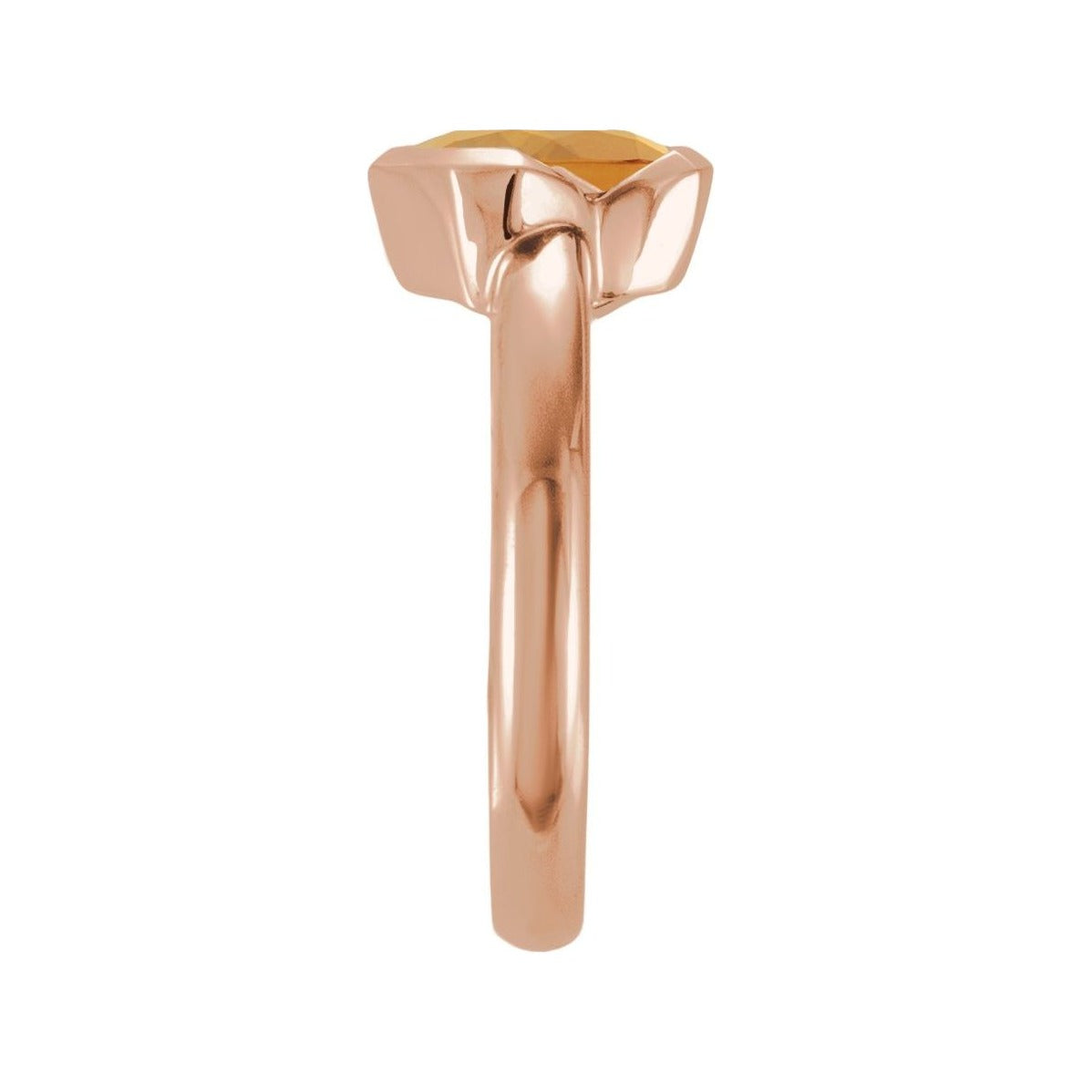 Sapphire Row Natural Gemstone Half-Bezel Asymmetric Solitaire Ring - Citrine, 14K Rose Gold (view 3)