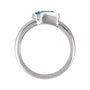 Sapphire Row Natural Gemstone Half-Bezel Asymmetric Solitaire Ring - Sky Blue Topaz, 14K White Gold (view 2)