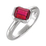Sapphire Row Lab-Grown Gemstone Half-Bezel Asymmetric Solitaire Ring - Ruby, 14K White Gold