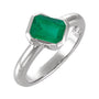 Sapphire Row Lab-Grown Gemstone Half-Bezel Asymmetric Solitaire Ring - Emerald, 14K White Gold