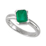 Sapphire Row Lab-Grown Gemstone Half-Bezel Asymmetric Solitaire Ring - Emerald, 14K White Gold (view 4)