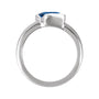 Sapphire Row Lab-Grown Gemstone Half-Bezel Asymmetric Solitaire Ring - Blue Sapphire, 14K White Gold (view 2)