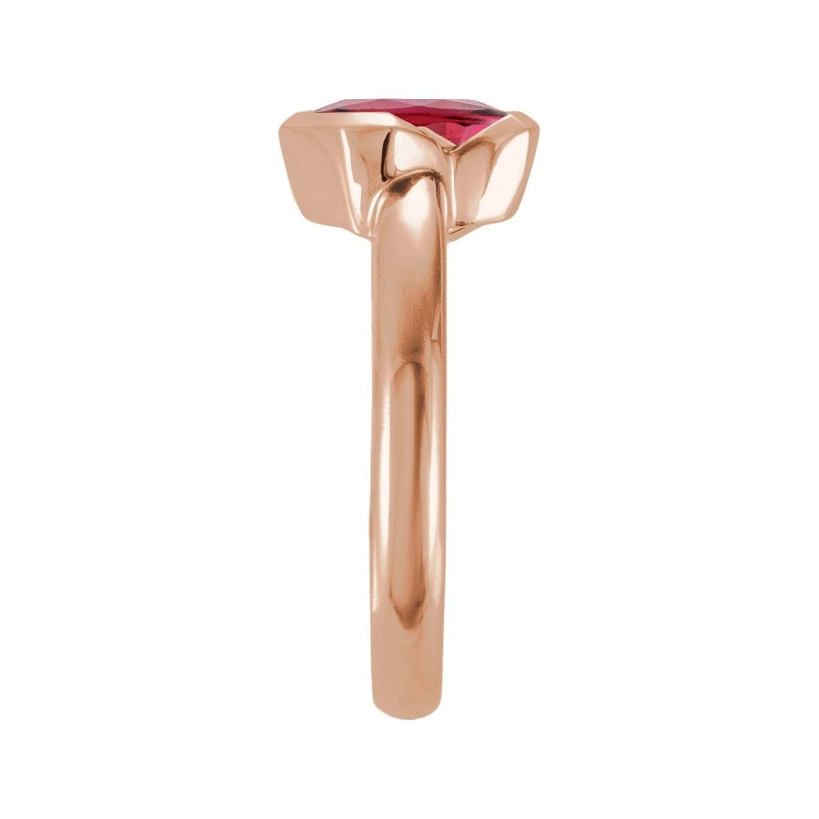 Sapphire Row Lab-Grown Gemstone Half-Bezel Asymmetric Solitaire Ring - Ruby, 14K Rose Gold (view 3)