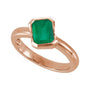 Sapphire Row Lab-Grown Gemstone Half-Bezel Asymmetric Solitaire Ring - Emerald, 14K Rose Gold (view 4)