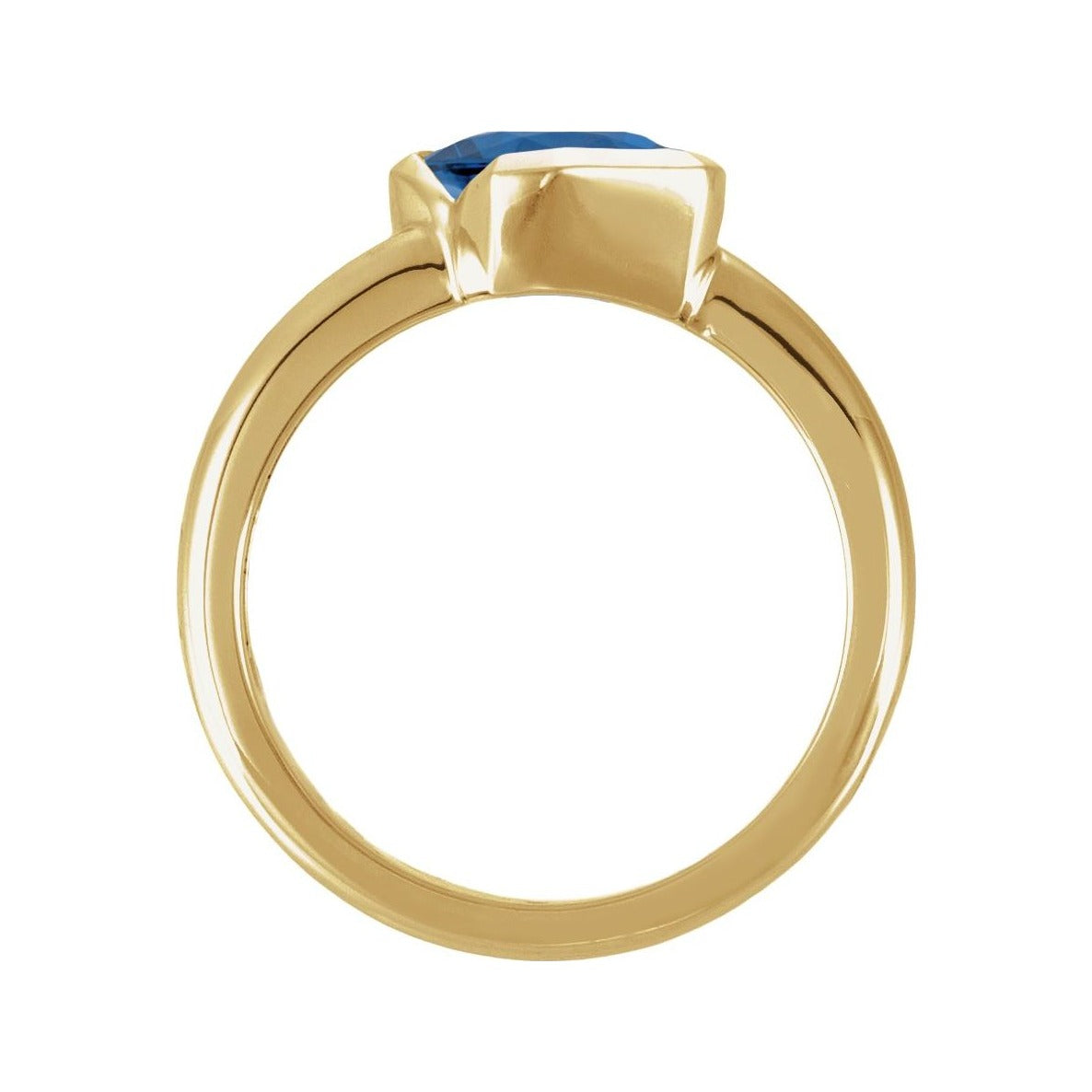 Sapphire Row Lab-Grown Gemstone Half-Bezel Asymmetric Solitaire Ring - Blue Sapphire, 14K Yellow Gold (view 2)